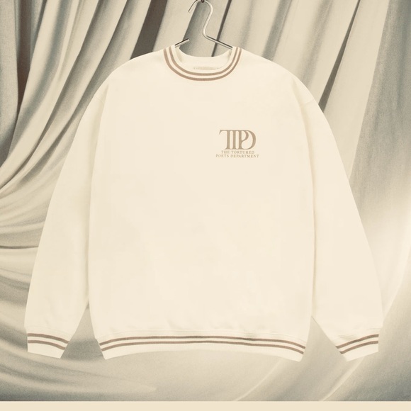 Taylor Swift Sweaters - Taylor Swift Cream Crewneck Sweater with Embroidered Logo